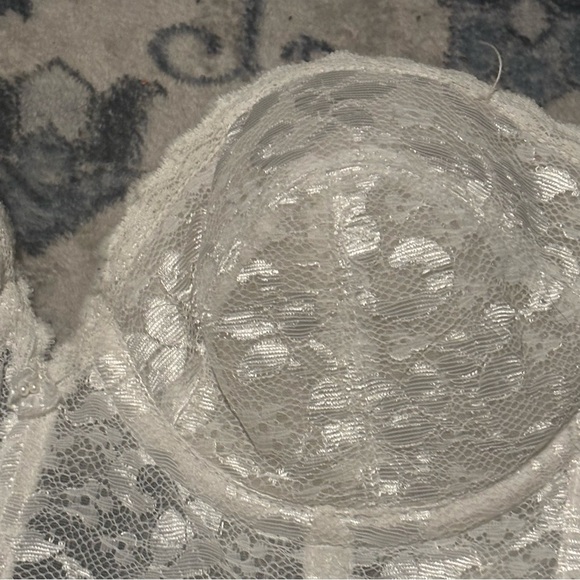 VINTAGE 70S 80S WHITE CARNIVAL BUSTIER STRAPLESS STRUCTURED LACE CORSET TOP BRA - Picture 6 of 16